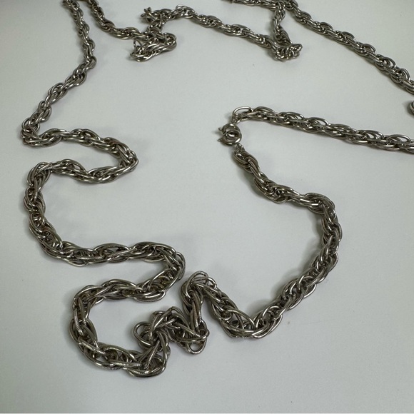 Silver Tone 52” Rope Chain Chunky Thick Necklace with Spring Rings Clasp - Picture 8 of 10